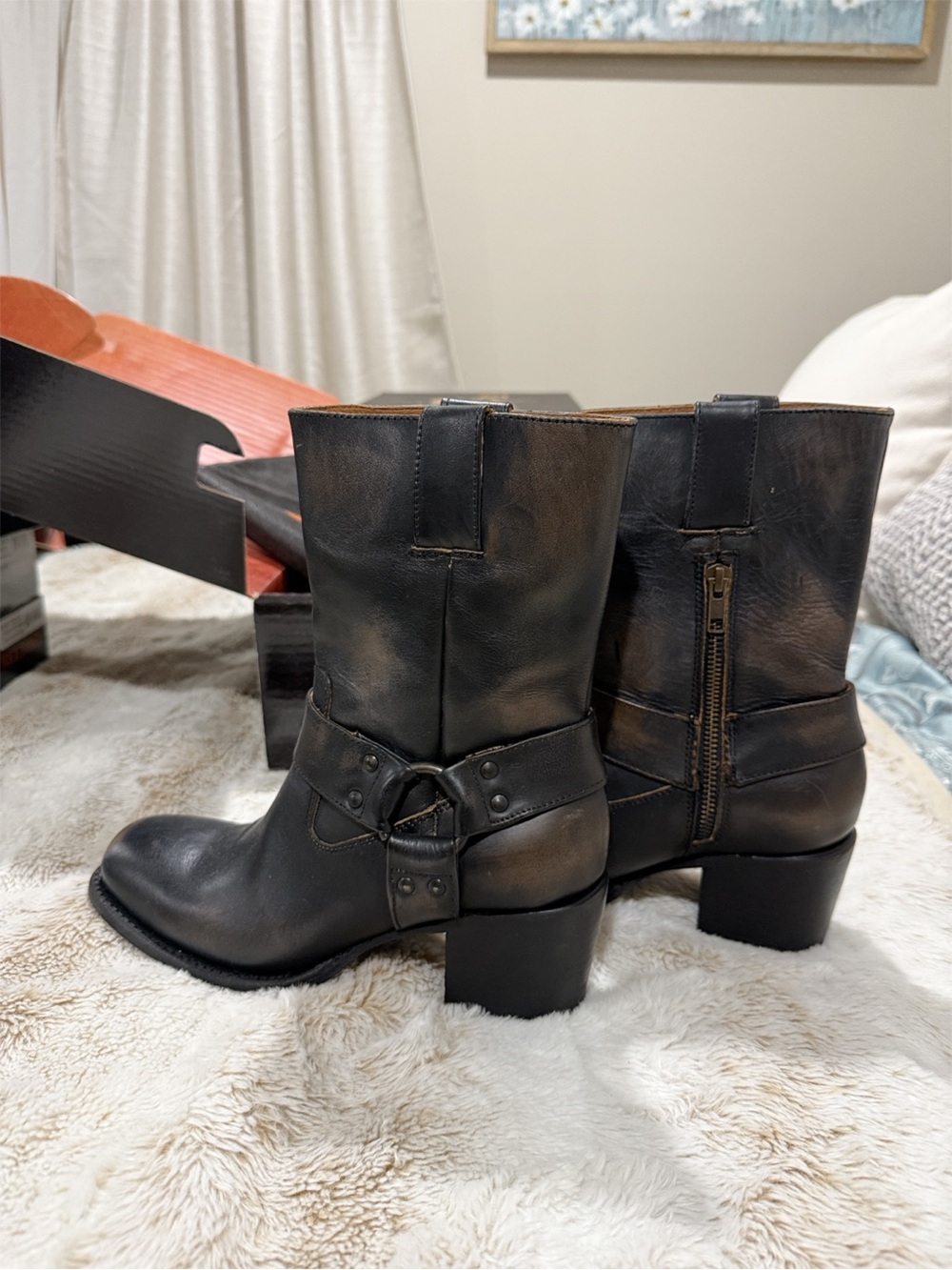 Freebird by Steven DARCY Black Leather Harness Boots Size 8 NIB - Picture 4 of 7